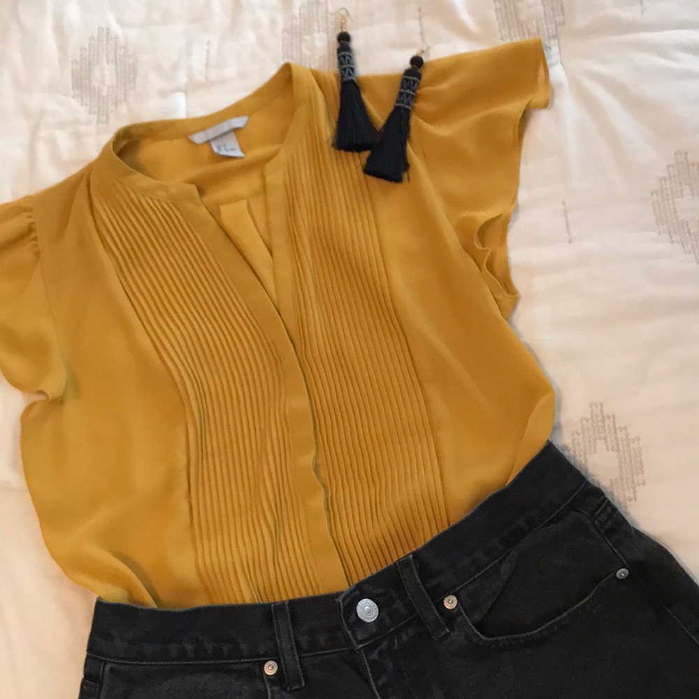 H&M Golden Yellow Cap Sleeve Blouse